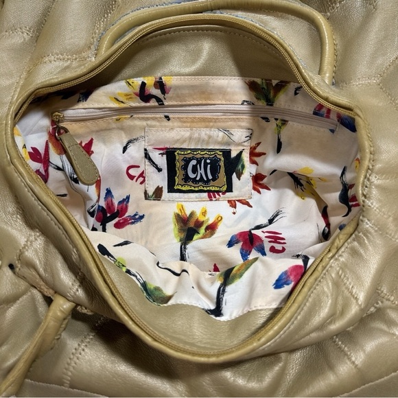Rare CHI by Carlos Falchi Gold Lambskin & Snakeskin Shoulder Bag - Free Shipping - Picture 11 of 15